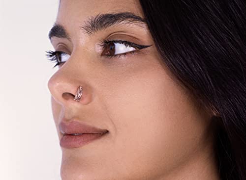 Mobody 3-Pack 20G Nose Ring Piercing Hoop Paved Cz Crawler Surgical Steel Cartilage Earring Set (8Mm) (Rose Gold-Tone) #TOP7