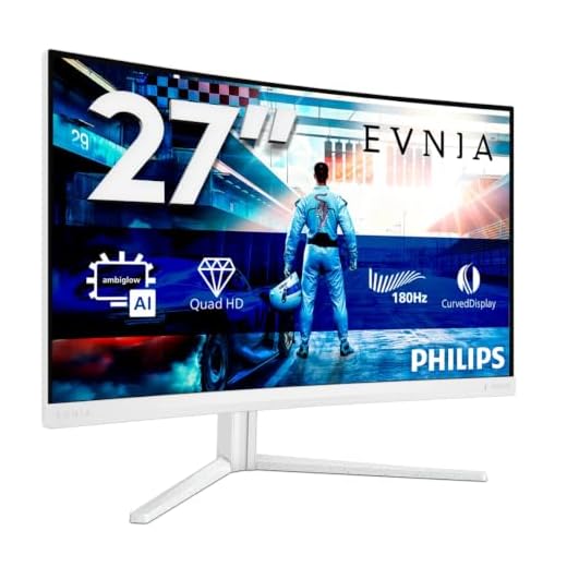 Philips Evnia 27M2C5501-27 Zoll Quad HD Curved Gaming Monitor, 180 Hz, 1 ms, FreeSync Premium, HDR10, Ambiglow (2560x1440, 2X HDMI 2.0, 1x DisplayPort 1.4) Weiss