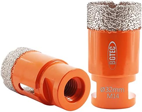 BGTEC Dry Diamond Core Drill Bits Diameter 35mm for Porcelain Tile Ceramic Marble Brick M14 Thread