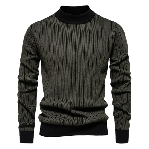 Pull rayé col montant homme chaud hiver vêtement maille élégant automne