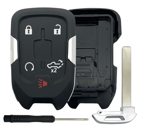 5 Button Replacement Keyless Entry Key Fob Cover fit for Chevy Silverado 2022 2021 2020 2019 and GMC Sierra 1500 2500HD 3500HD Denali XKeyless Entry Remote Control Key Fob Shell