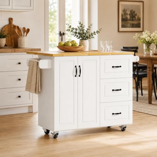 4 EVER WINNER 43" Farmhouse Kitchen Island Cart