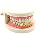 Jewel Town Custom Fit 14k Gold Plated Hip Hop Teeth Open Hollow Grillz Caps Bottom Grill