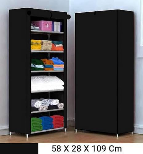 Image of Collapsible Wardrobe 6 Shelves Storage Clothes Storage Rack Quick Wardrobe /Cabinet /Multipurpose Storage Rack, Foldable, Collapsible Fabric Organizer for Home Office