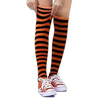 Dress Up America Cotton Striped Socks for Kids, Orange & Black, 6