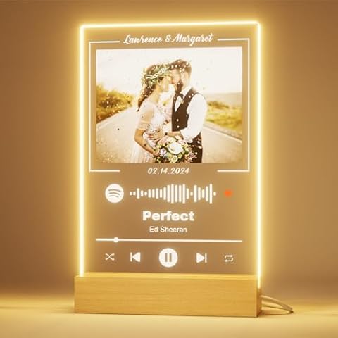 Bemaystar Spotify Plaque Custom Gifts - Acrylic Music Plaque with Photo - Customized Valentines Day Gifts for Him Her - Personalized Gifts for Boyfriend Girlfriend Couple Cover