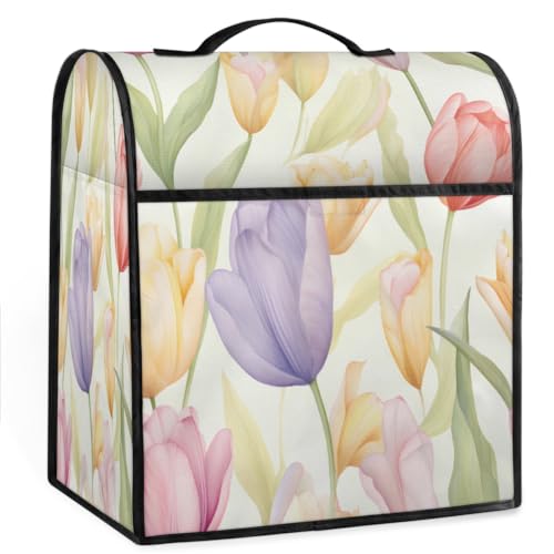 Coffee Maker Cover Watercolor Flower Tulip Kitchen Appliance Covers Small Appliance Covers Blender Cover Juicer Cover Dust Covers for Kitchen Appliances with Top Handle and Pockets,Washable,C522