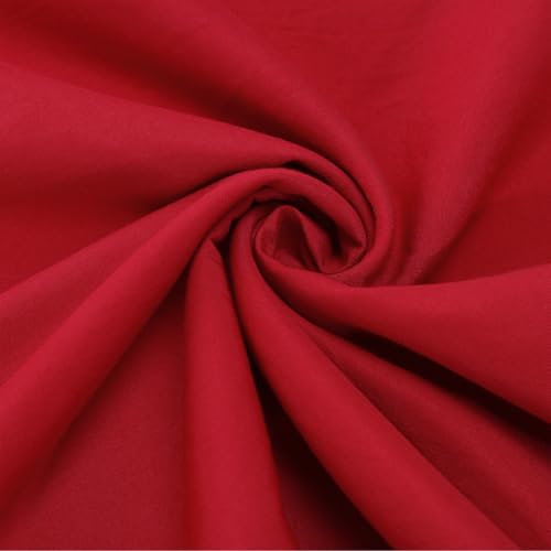 Cotton Polyester Fabric by The Yard - 60 Wide Broadcloth Fabric Soft Breathable Material - for Lining&Clothes Sewing (Red 1 Yard)