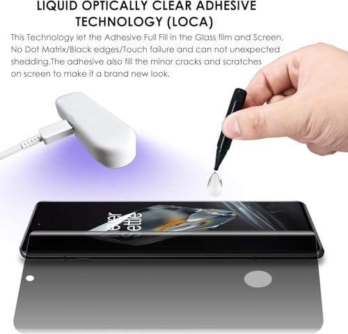 Image of SHILD Privacy Tempered Glass Screen Protector Compatible with OnePlus 12 (6.82 Inch) | Curved UV Anti-Spy Screen Guard | 9H Hardness | HD Clear | Fingerprint Sensor Support | Full Coverage | Easy Installation | Pack of 1