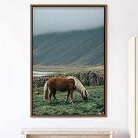 Framed Canvas Wall Art Horse Animals Dramatic Farmhouse/Country Horse Living Room Multicolor Photography - 16x24 inches