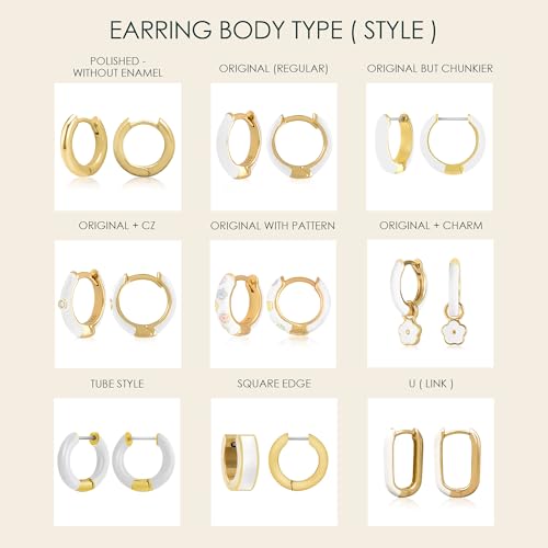 14K Gold Plated Sterling Silver Enamel Color Huggie Hoop Earrings for Women – Wide Range of Vibrant Color Options Available2