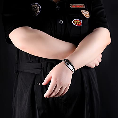 Free Engraving Medical Alert Bracelets for Women & Men with Rolo Leather Rope | Interchangeable Replacement Bracelet | Stainless Steel Personalized Medical ID Tag3