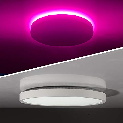 TALOYA LED Flush Mount Ceiling Light with Back Ambient Light (Pink), 12 Inch