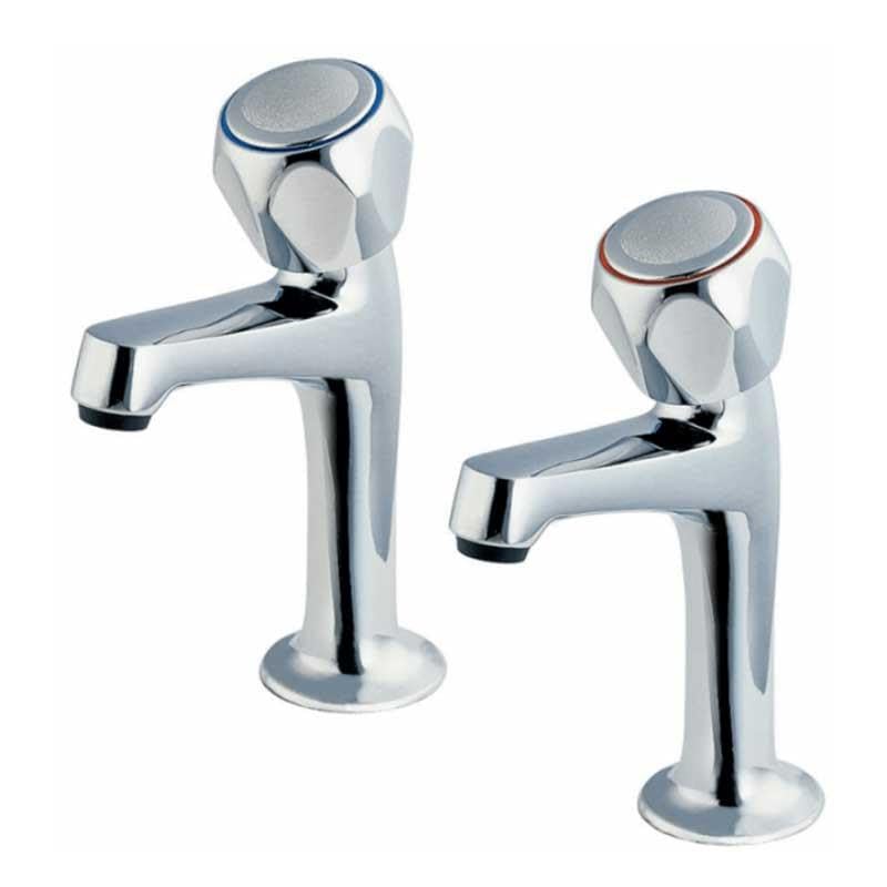 Pair of Contract Kitchen Sink Pillar Taps Chrome WRAS Approved