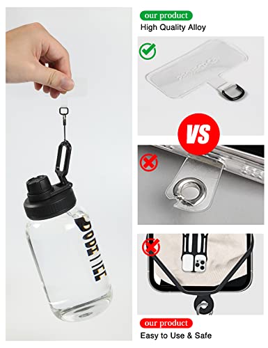 Project-Cb Phone Tether Tab 2 Pack,Universal Phone Lanyard Patch Without Adhesive,Phone Strap Replacement Part For Cell Phone (Black&Clear) #TOP2