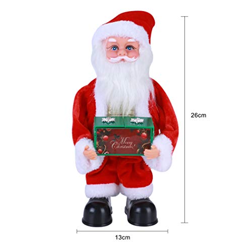 Christmas Shaking Santa Toy Electric Musical Santa Figurine Singing Sway Santa Claus Doll Opening Lighted Gift Box Santa Ornament Xmas Funny Decoration For Table Fireplace #TOP6