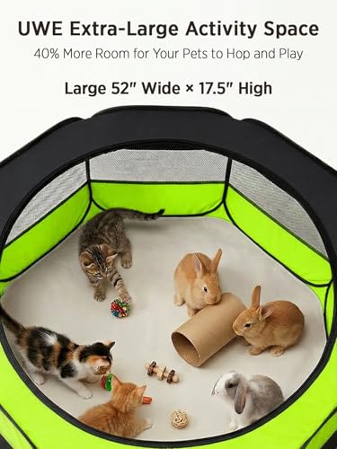 Image of UWE Extra Large Small Animal Playpen, Waterproof Foldable Pet Playpen,Green