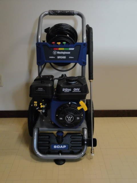 Westinghouse WPX3400 gas pressure washer with 212cc engine and 25-foot hose