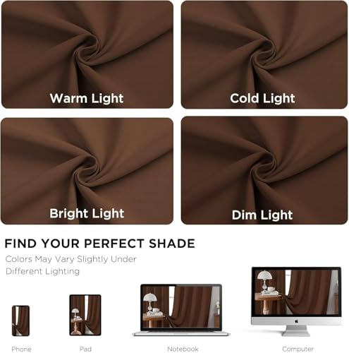 Joydeco Blackout Curtains 96 Inches Long for Bedroom, Thermal Insulated Black Out Curtains 2 Panels Set, Room Darkening Drapes for Living Room Window (W52 x L96 Inch, Brown) by Joydeco - Used condition - Image 4