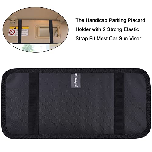 Handicap Placard Holder For Auto, Wisdompro Disabled Parking Permit Sign Protector For Car Sun Visor With Note Paper Slot, Pen Holder And Elastic Strap - Black #TOP4