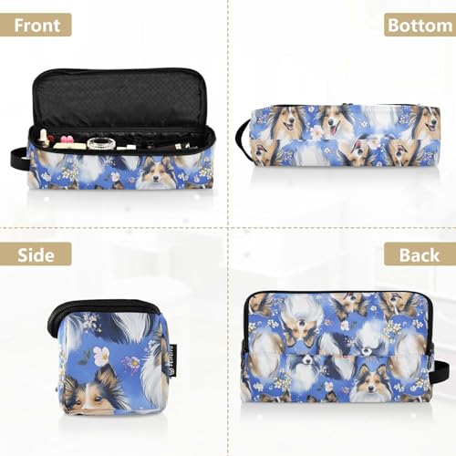 Organizador de herramientas para cabello 2 en 1 Cute Dogs azul con tapete resistente al calor y protector impermeable para planchas y rizadores miniatura 5