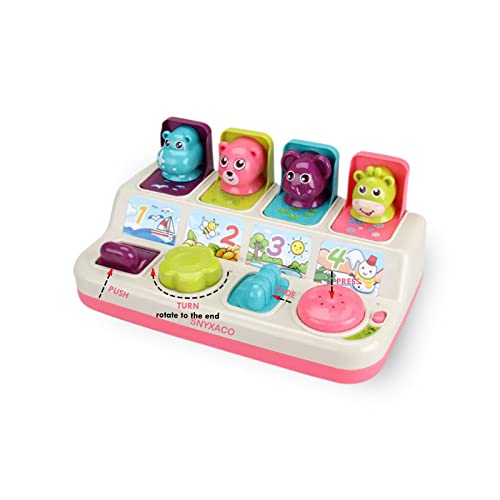Snyxaco Baby Pop Up Toy With Musical, Baby Toys 6 To 12-18 Months, Infant Toys 6-12 Months,Boys Girls Gifts Toddler,Animal Sound (Button Color Random Delivery) #TOP4