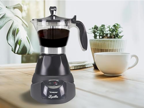 Miniatura 8 de Beper Bc.040n Cafetera Eléctrica - Moka Pot Eléctrica, 3 Tazas De Capacidad, Reductor De 1 Taza, Auto-Off, Mantiene La Temperatura Durante 30 Min, Negra