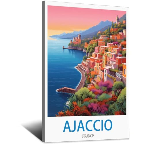 Impression Ajaccio sur toile haut de gamme style rétro moderne pour décoration 40x60