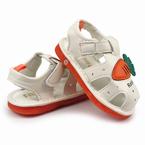 Image of WILLFUN Baby Boy Girl Summer Infant Squeaky Sandals Premium Rubber Sole Closed-Toe Non-Slip Shoes Toddler First Walkers