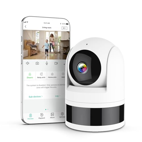 DEEPVIGLX Indoor Security Camera, 1080P Pan/Tilt 2.4GHz WiFi Dog Baby Camera, Plug-in Smart Home Camera, Night Vision, 2-Way Audio, Smart Motion Detection, SD/Cloud Storage, Compatible with Alexa