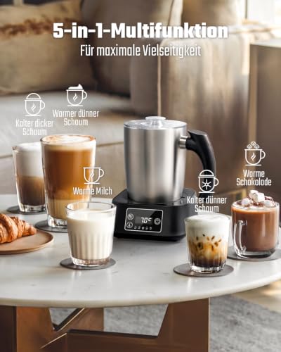 SHARDOR 5-In-1 MilchaufschäUmer, 500 Ml MilchaufschäUmer Elektrisch Mit Einstellbarer Temperatur Und Edelstahl Milk Frother… – Ansicht 2