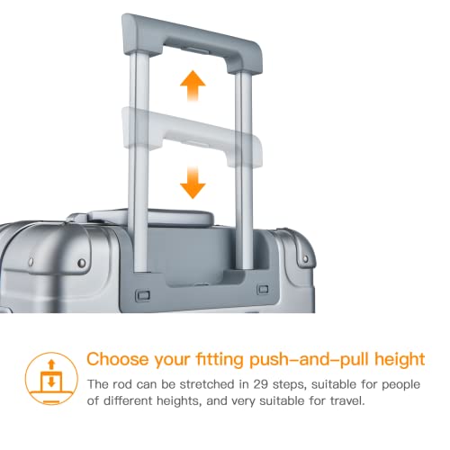 Bamboo Wolf 24-Inch Aluminum-Magnesium Alloy Carry-On Luggage Hardside Suitcase, Built-In Tsa Lock, Zipperless Fashion With Spinner Wheels For Travel/Business, Silver #TOP4