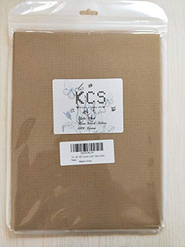 Image of 19 inch x 28 inch 14CT Counted Cotton Aida Cloth Cross Stitch Fabric (Khaki)