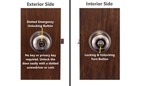 Copper Creek BK2030AN Ball Door Knob, Privacy Function, 1 Pack, in Antique Nickel