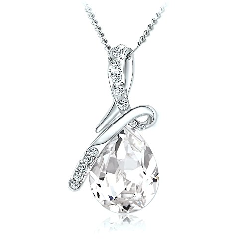 Mother’s Day Gift ''External Love'' Water-drop Shape Crystal Pendant Necklace for Women
