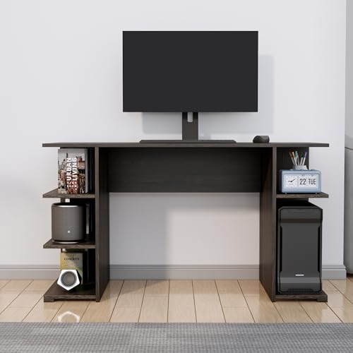 Image of Bniture Wooden Study Table for Home | Engineered Wood Study Table with Side Shelf Storage | Multi Purpose Computer Desk for Writing & Study | Laptop Table for Study Room & Workstation | Flower Wenge