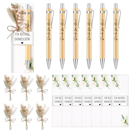 6 Set Bolígrafos Agradecimiento, Regalos Despedida Trabajo con Flor Seca y Tapa de Bolígrafo de Papel, Regalos de Agradecimiento para Profesoras Empleados Colegas (B)