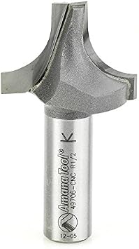 Amana Tool - 49706-CNC Carbide Tipped Plunge Round Over 1/2 Radius x 1-3/8 Dia x 1" x