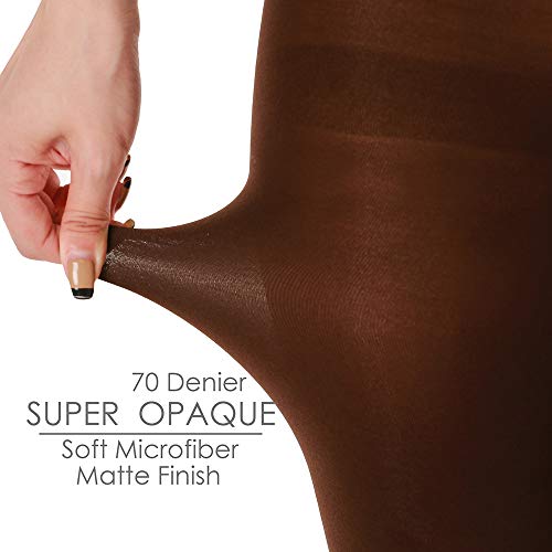 Image of G&Y 2 Pairs Semi Opaque Tights for Women - 70D Microfiber Control Top Pantyhose