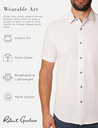 Robert Graham Men's Gilford Short Sleeve Woven Button Down Shirt2