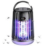 Insektenvernichter Elektrisch, Mückenlampe Camping mit UV-Licht, USB Wiederaufladbar Mückenfalle, Solar 2000V Mückenschutz Elektrische Insektenfalle für Garten Camping Aussen, Schwar