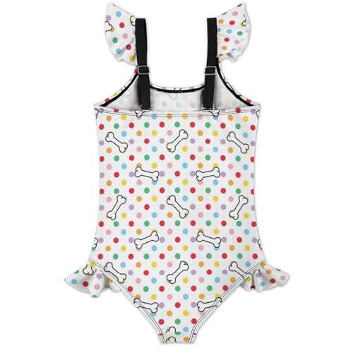 Image of Girls One Piece Swimsuit Polka Dots Ruffles Swimwear Bathing Suits 3-12 Years