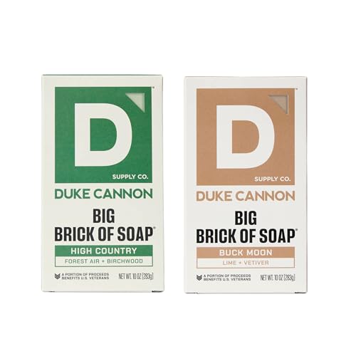 Duke Cannon Outdoor Soap 2-Pack High Country & Buck Moon - 10 oz Bars with Birchwood Tonka & Vetiver Oak Moss Scents - Triple Milled, American-Made