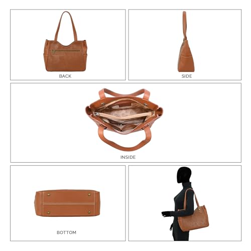 Anna by Anuschka Heritage Collection Women's Genuine Leather Shoulder Bag - Floral Embossed Hazelnut4