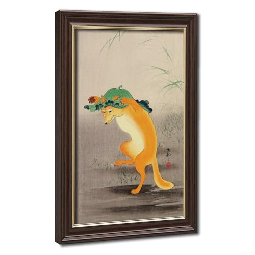 Impression sur toile renard Ohara Koson 30x45 cm avec cadre suspendu pour la déco