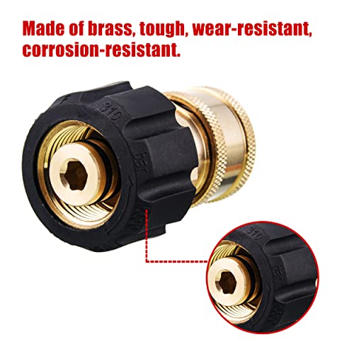 Fixfans Pressure Washer Quick Connect Adapter, 3/8 Inch Socket To M22 14Mm Metric Fitting For Pressure Washer Gun And Hose, 5000Psi #TOP2
