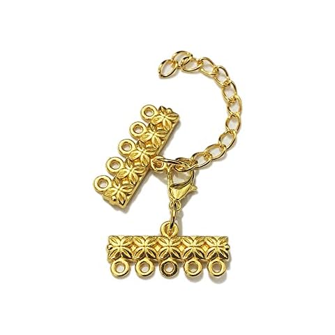 10 Sets Multi Strand Clasps with Lobster Clasps Necklace Connectors Bails Jewelry Findings Toggle Bracelet Multilayer (25mm Clasps, Gold) Cover