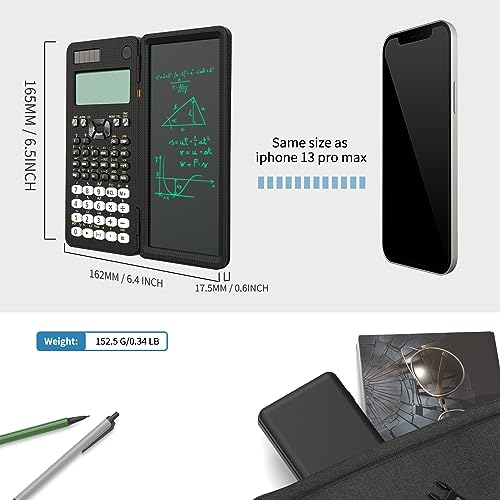 Image of 991MS 349 Functions 2-Line Display Scientific Desk Calculator with Notepad | ROATEE Scientific Calculator Back to Middle High School Supplies for Students Solar & Battery Powered, Foldable Easy to Carry