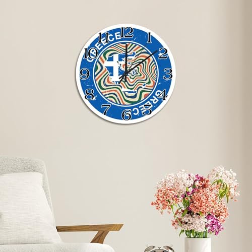 Horloge murale Grèce bois 25 cm pendule rustique cuisine