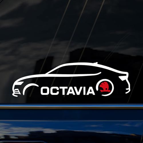 Car Outline Vinyl Decal Stickers for Skoda Octavia | Car Window | Laptop | 2-Pack